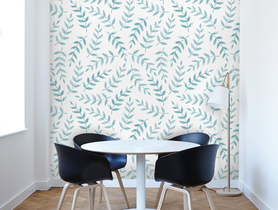 Wallpaper | Turquoise leaves pattern