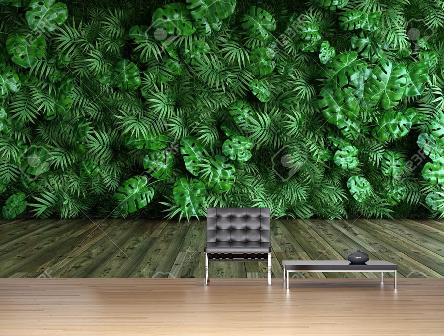 Wallpaper | Jungle leaves and parket
