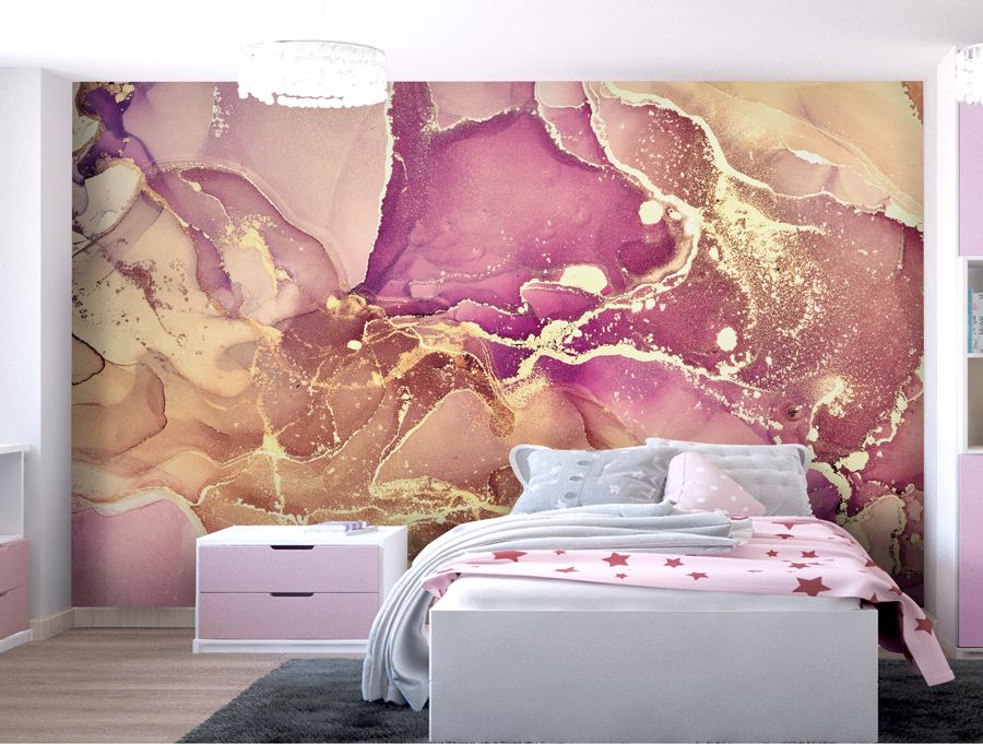 Wallpaper | Orange and pink luxurious marble