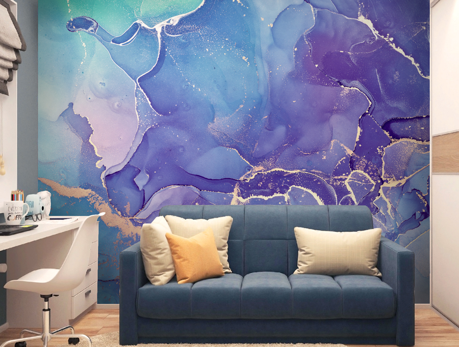 Wallpaper | Blue and purple luxurious marble