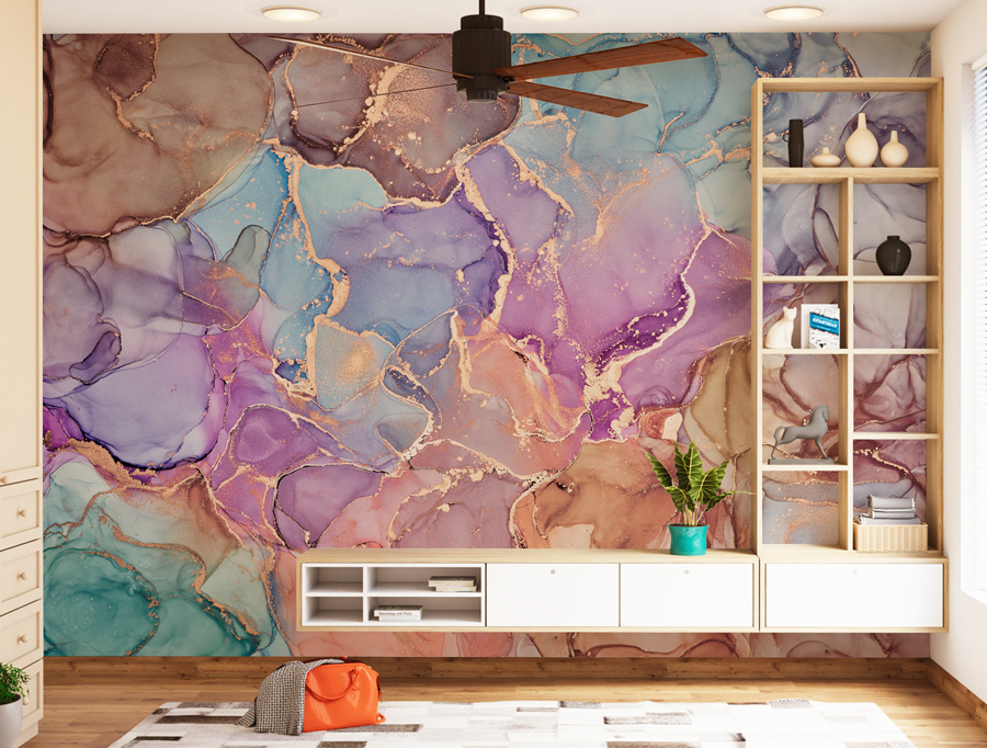 Wallpaper | Orange and purple luxurious marble