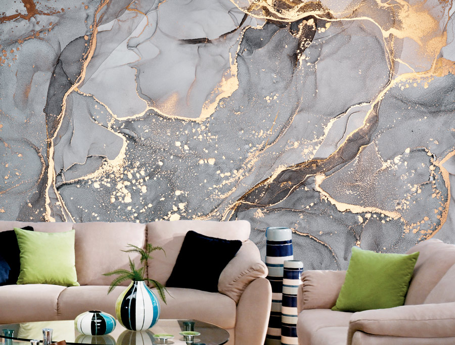 Wallpaper | Grey and gold luxurious marble