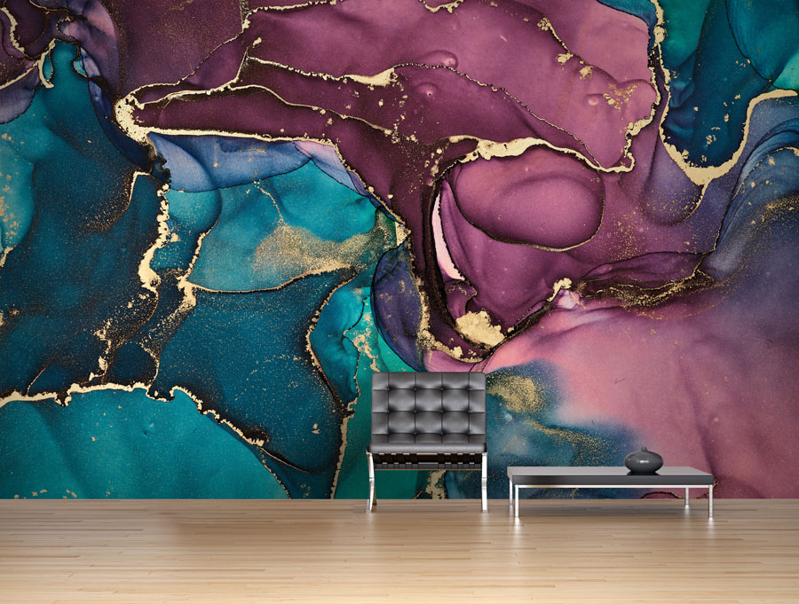 Wallpaper | Purple and blue luxurious marble