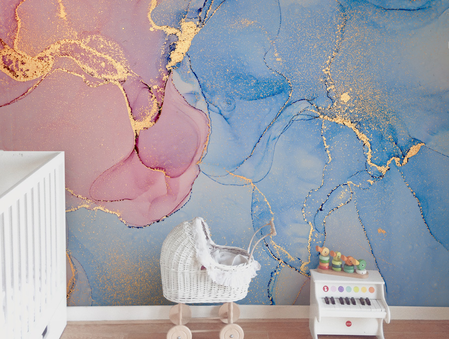 Wallpaper | Pink and blue luxurious marble