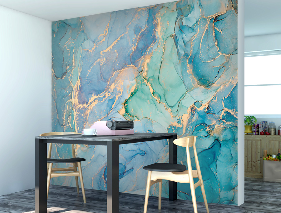 Wallpaper | Blue and green luxurious marble