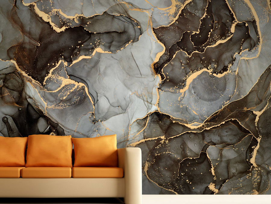 Wallpaper | Black and grey luxurious marble