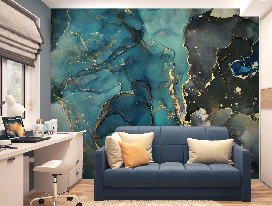 Wallpaper | Dark turquiose luxurious marble