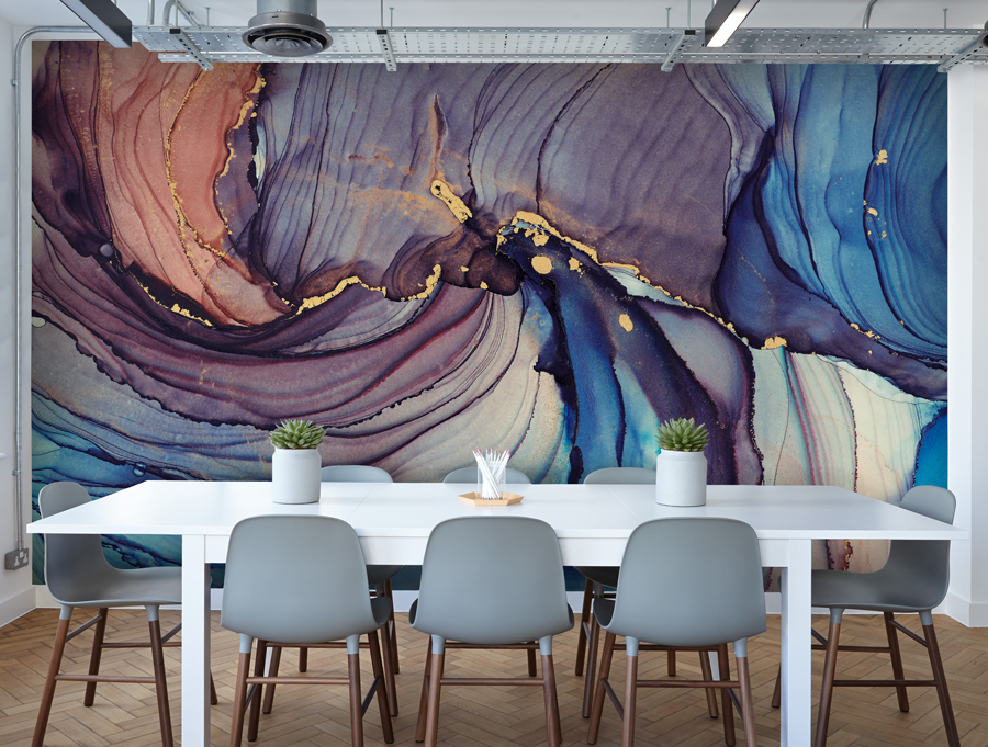 Wallpaper | Purple blue wave luxurious marble