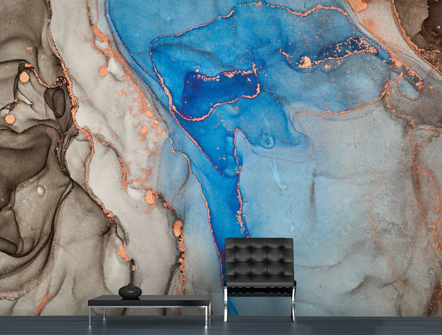 Wallpaper | Grey and blue luxurious marble