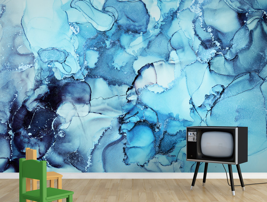 Wallpaper | Underwater blue luxurious marble