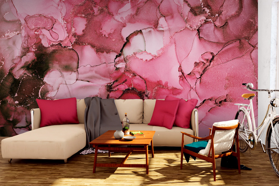 Wallpaper | Hot pink luxurious marble
