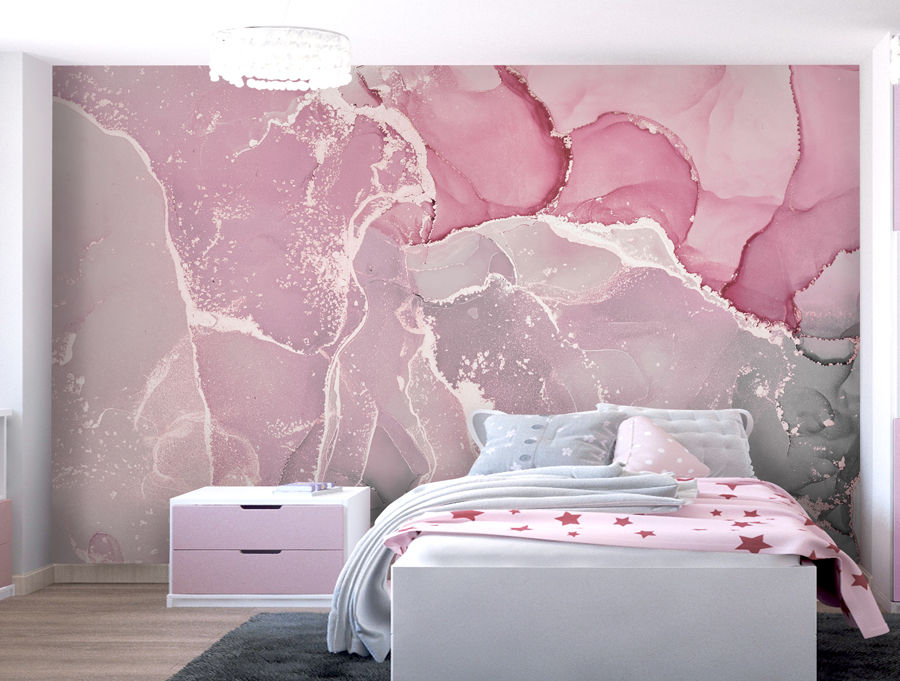 Wallpaper | Pinka nd dark grey luxurious marble