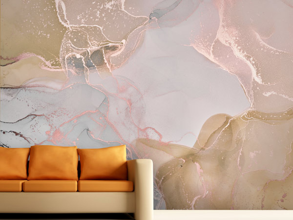 Wallpaper | Orange and cream luxurious marble