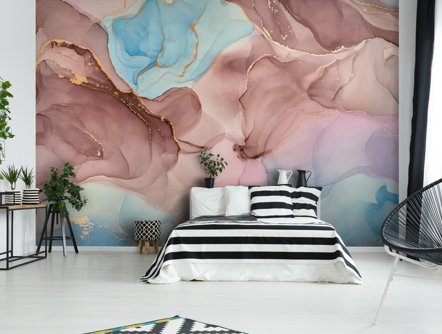 Wallpaper | Browna nd light blue luxurious marble