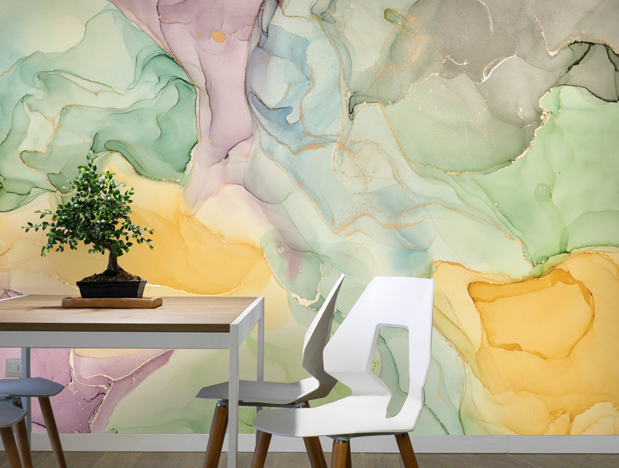 Wallpaper | Yellow and green luxurious marble