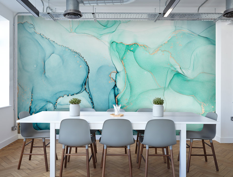 Wallpaper | Turquoise and emerald green luxurious marble