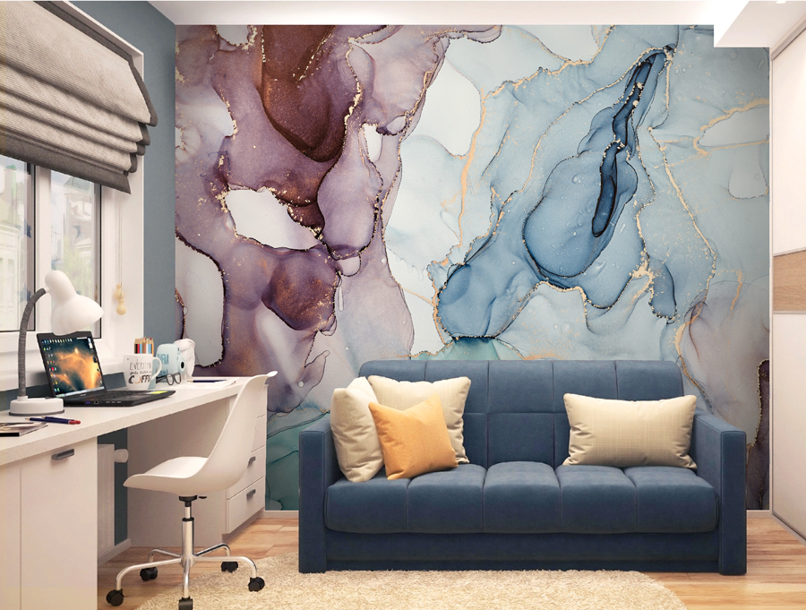 Wallpaper | Purple blue and white luxurious marble