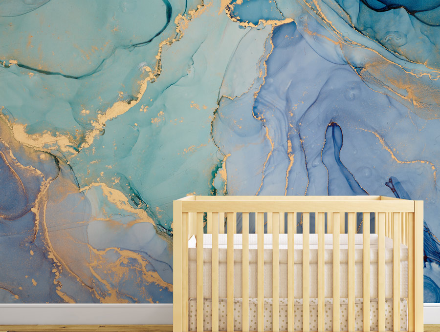 Wallpaper | Blue green and gold luxurious marble