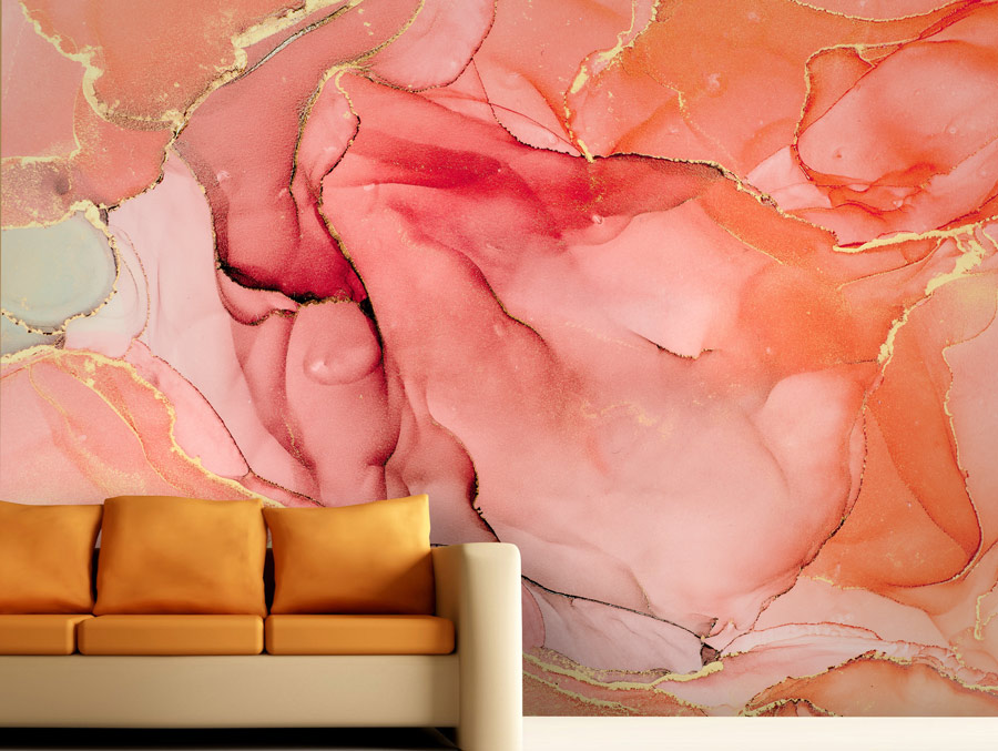 Wallpaper | Red and orange luxurious marble