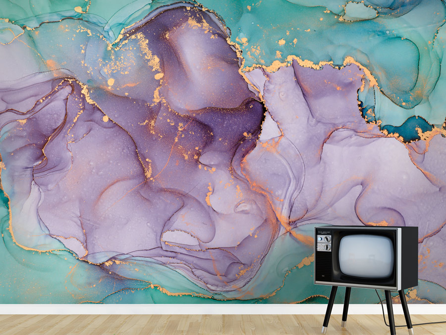 Wallpaper | Purple green and gold luxurious marble