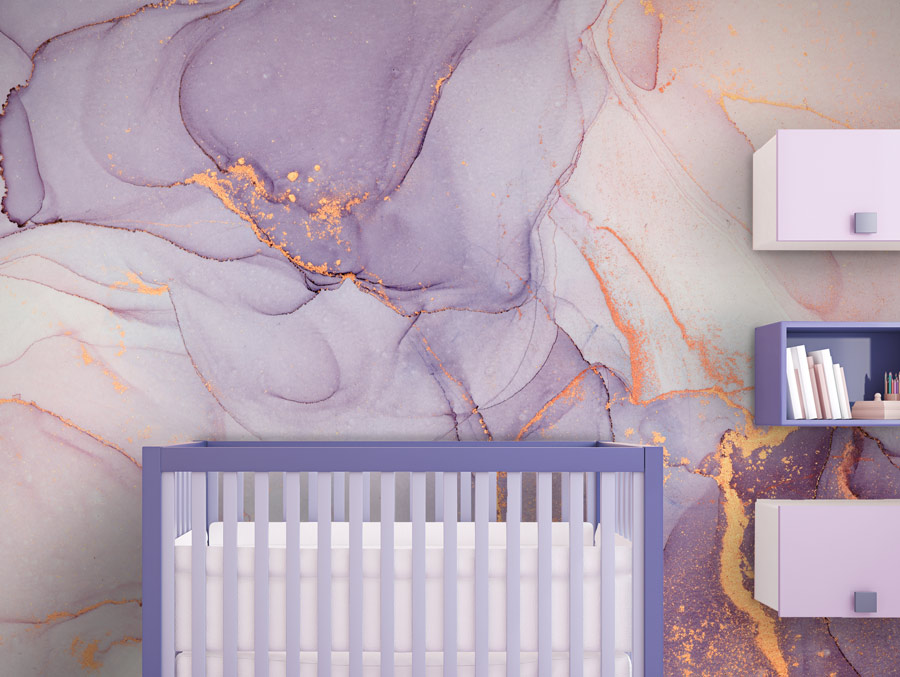 Wallpaper | Lilach and orange luxurious marble