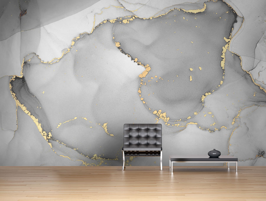 Wallpaper | Light grey and sprinkled gold luxurious marble