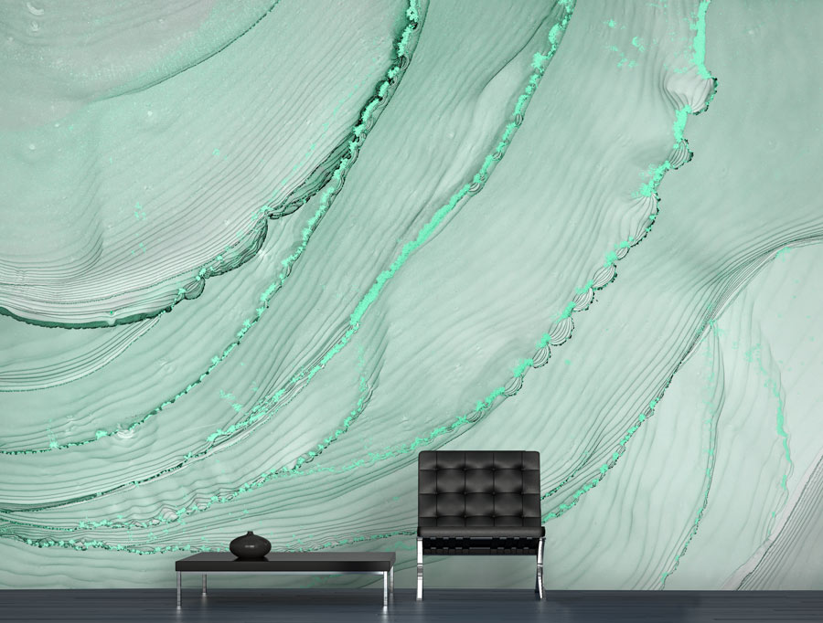 Wallpaper | Bright green lines luxurious marble