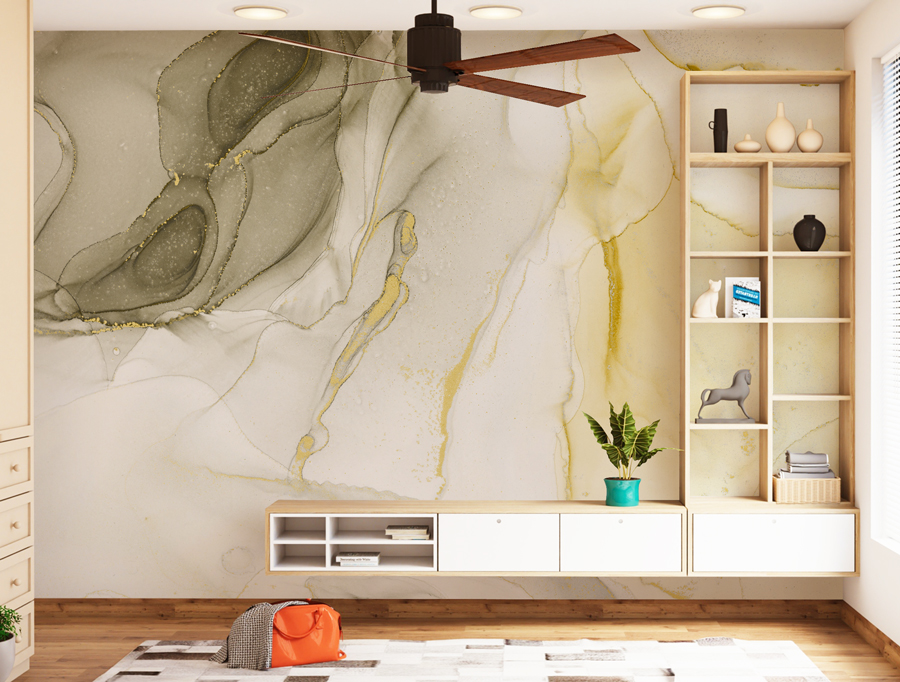 Wallpaper | Bright yellow and brown luxurious marble