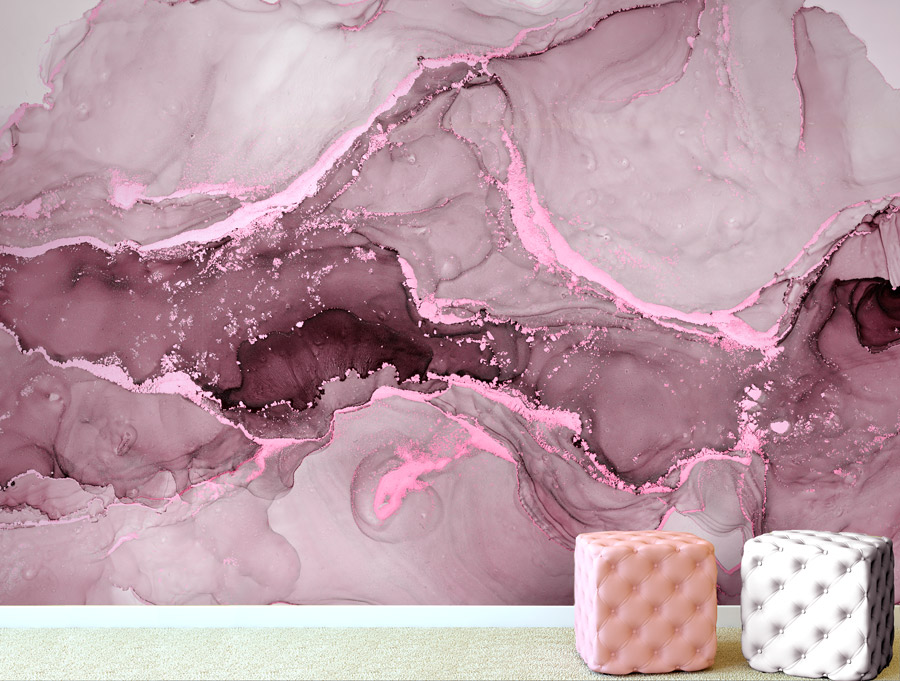 Wallpaper | Bright pink and grey luxurious marble
