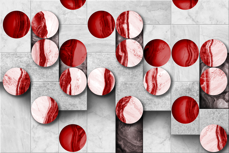 Wallpaper | 3D marble holes and circles red