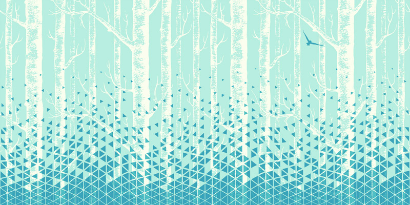 Wallpaper | Blue triangles illustrated forest