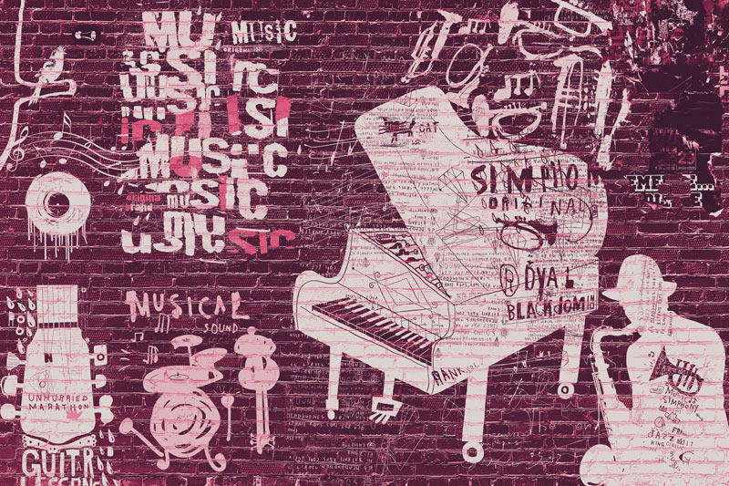 Wallpaper | Pink musical brick wall