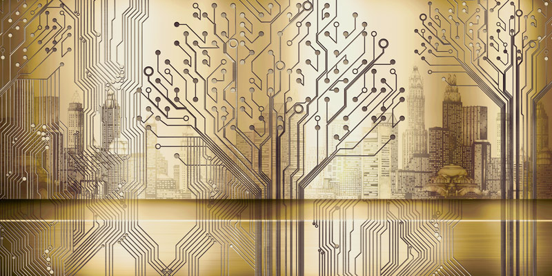 Wallpaper | Golden digital tree