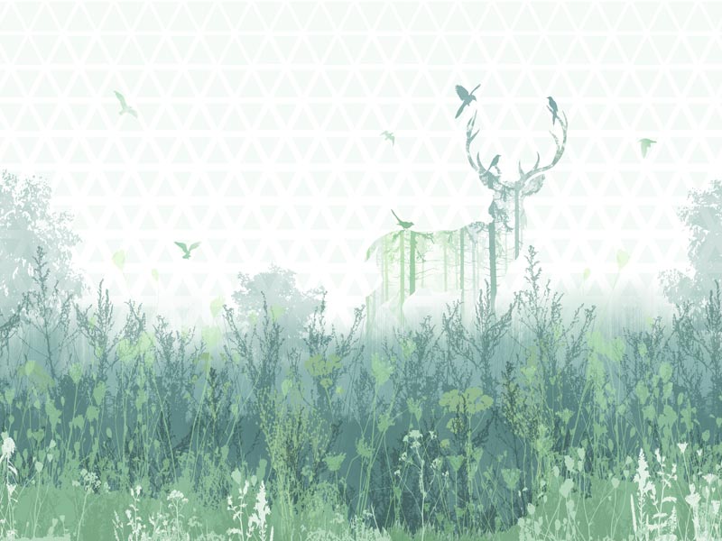 Wallpaper | Green abstract nature and deer