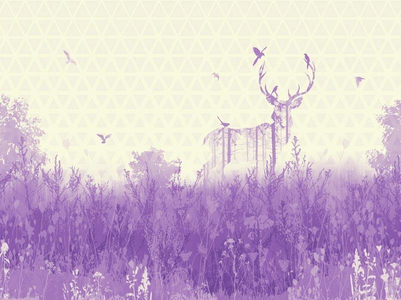 Wallpaper | Purple abstract nature and deer
