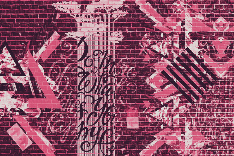 Wallpaper | Pink graffiti brick wall