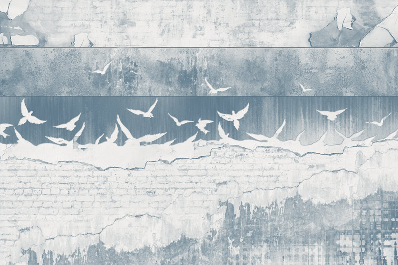 Wallpaper | Blue birds and bricks