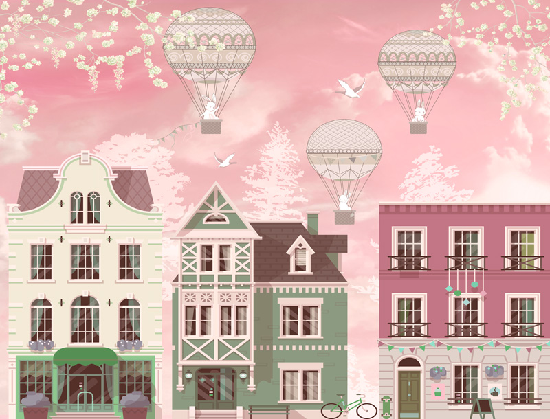 Wallpaper | Pink sky air-balloons