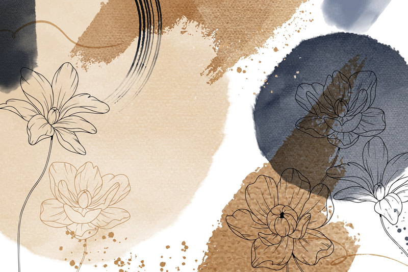 Wallpaper | Abstract plant design purple orange