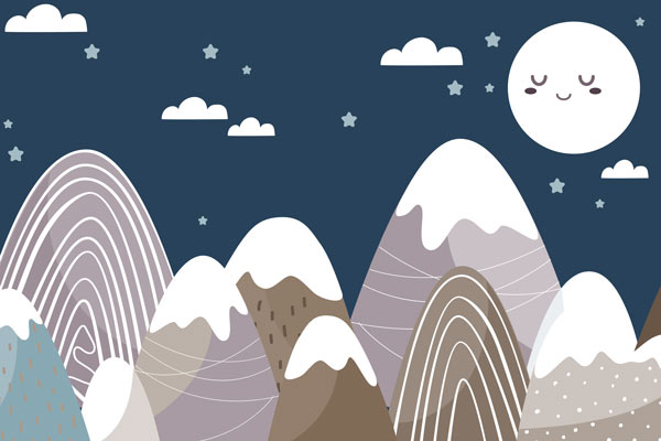 Wallpaper | Icecream mountains and happy moon at night