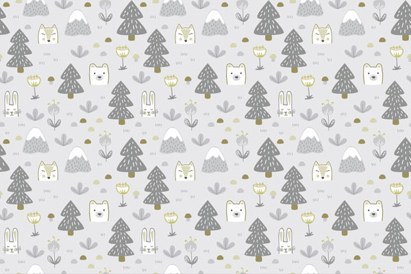 Wallpaper | Sweet animals in the forest grey background