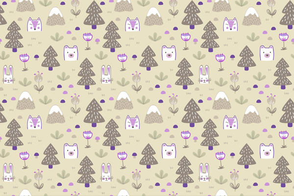 Wallpaper | Sweet animals in the forest yellow background