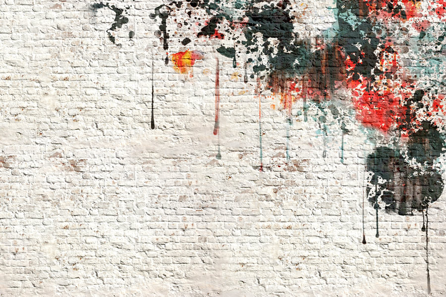 Wallpaper | Red and black paint on brick wall