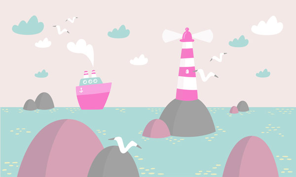 Wallpaper | Pink sailing ship