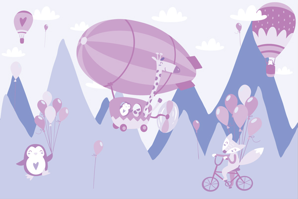 Wallpaper | Purple themed happy flying animals