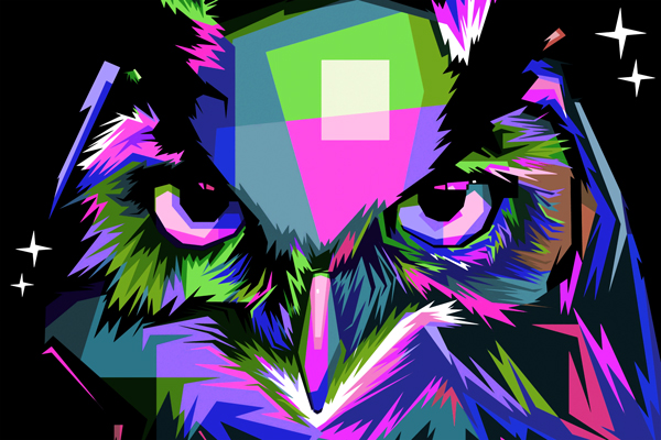 Wallpaper | Illustrated purple green owl