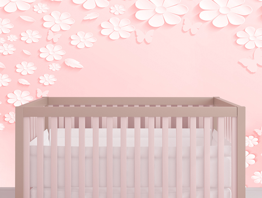 Wallpaper | Light pink flowers and butterflies